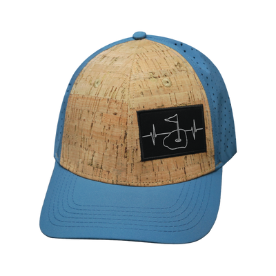 Golf Hat, Baseball Hat, Snapback Hat, Cork, Slate Blue, Mens Hat, Womens Hat, Front Picture
