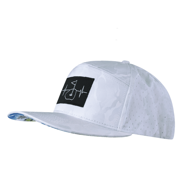 Golf Hat, Flat Bill, Snapback Hat, White Camo, Mens Hat, Womens Hat, Side Picture