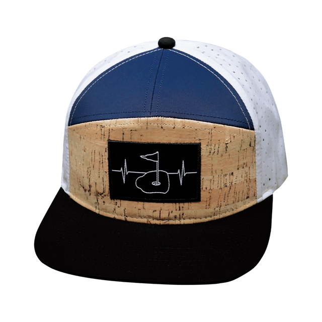 Golf Hat, Flat Bill, Snapback Hat, Cork, Black, Navy, White, Mens Hat, Womens Hat, Front Picture