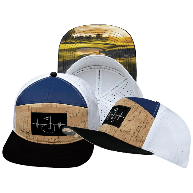 Golf Hat, Flat Bill, Snapback Hat, Cork, Black, Navy, White, Mens Hat, Womens Hat, Main Picture