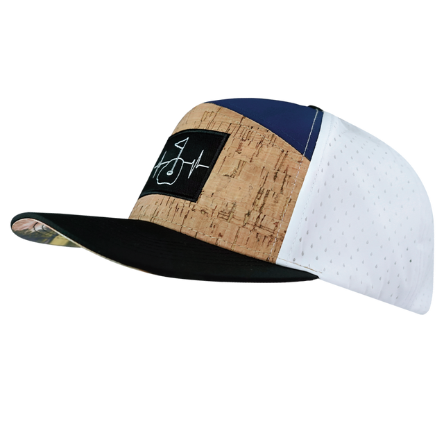 Golf Hat, Flat Bill, Snapback Hat, Cork, Black, Navy, White, Mens Hat, Womens Hat, Side Picture