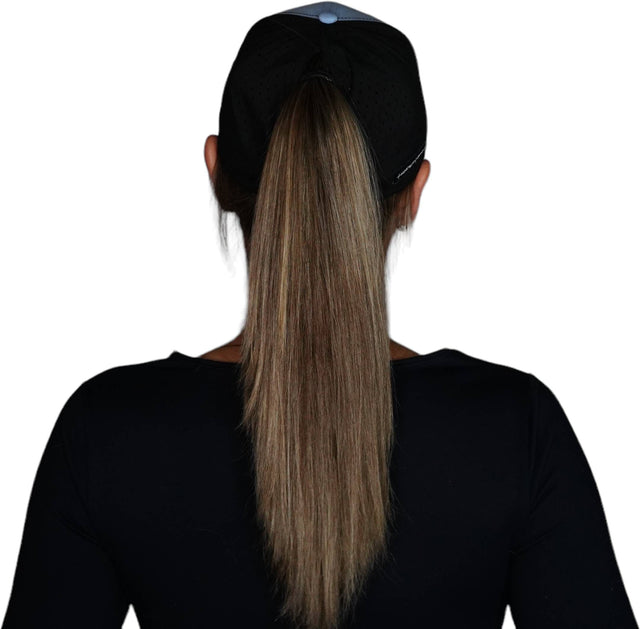 Golf Hat, Low Profile, Ponytail, Snapback Hat, Baby Blue, Black, Mens Hat, Womens Hat, Ponytail Hole Woman In Hat Picture