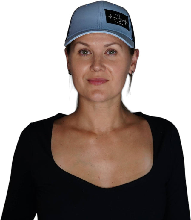 Golf Hat, Low Profile, Ponytail, Snapback Hat, Baby Blue, Black, Mens Hat, Womens Hat, Woman In Hat Picture