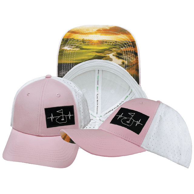 Golf Hat, Low Profile, Ponytail, Snapback Hat, Light Pink, White, Mens Hat, Womens Hat, Main Picture