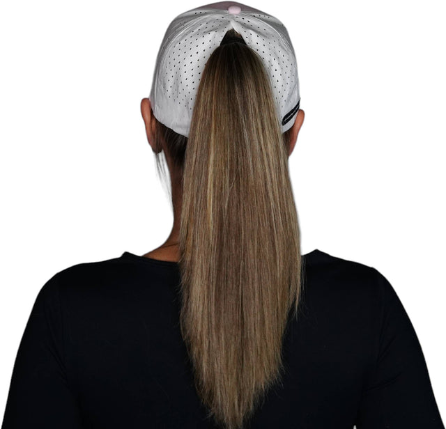 Golf Hat, Low Profile, Ponytail, Snapback Hat, Light Pink, White, Mens Hat, Womens Hat, Ponytail Hole Woman In Hat Picture