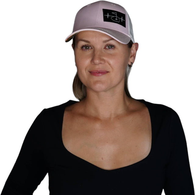 Golf Hat, Low Profile, Ponytail, Snapback Hat, Light Pink, White, Mens Hat, Womens Hat, Woman In Hat Picture