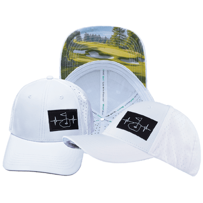 Golf Hat — Low Profile, Ponytail, White, Laser Mesh