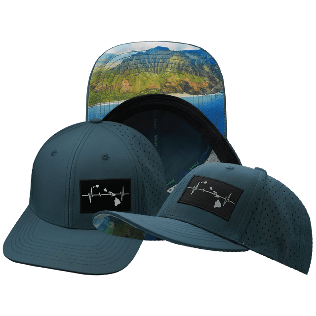 Hawaii Hat, Baseball Hat, Snapback Hat, Blue Charcoal, Mens Hat, Womens Hat, Main Picture