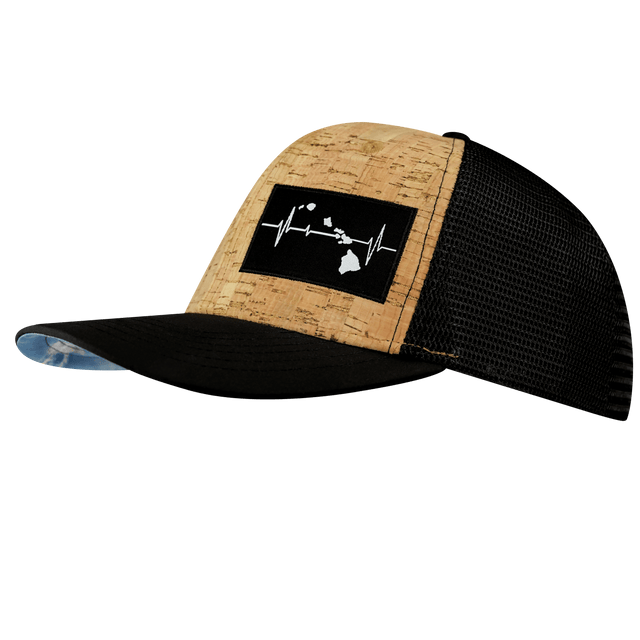 Hawaii Hat, Baseball Hat, Snapback Hat, Cork, Black, Mens Hat, Womens Hat, Side Picture