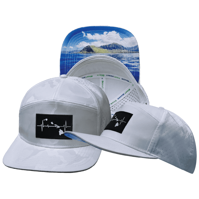Hawaii Hat, Flat Bill, Snapback Hat, White Camo, Mens Hat, Womens Hat, Main Picture