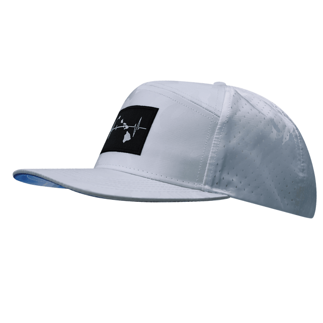 Hawaii Hat, Flat Bill, Snapback Hat, White Camo, Mens Hat, Womens Hat, Side Picture