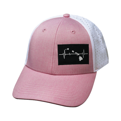 Hawaii Hat, Low Profile, Ponytail, Snapback Hat, Pink, White, Mens Hat, Womens Hat, Front Picture