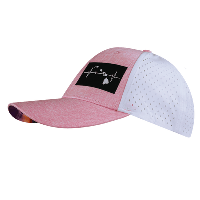 Hawaii Hat, Low Profile, Ponytail, Snapback Hat, Pink, White, Mens Hat, Womens Hat, Side Picture
