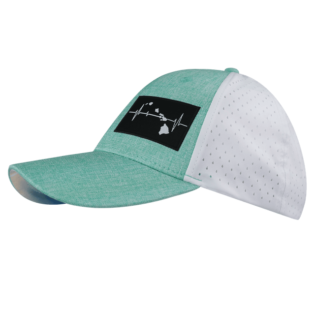 Hawaii Hat, Low Profile, Ponytail, Snapback Hat, Teal, White, Mens Hat, Womens Hat, Side Picture