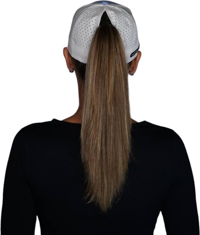 Hawaii Hat, Low Profile, Ponytail, Snapback Hat, Light Blue, White, Mens Hat, Womens Hat, Ponytail Hole Woman In Hat Picture