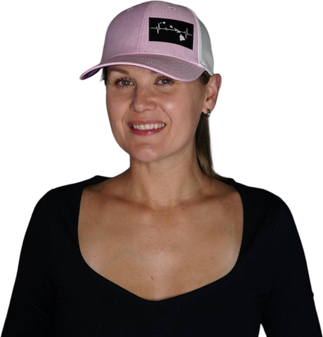 Hawaii Hat, Low Profile, Ponytail, Snapback Hat, Pink, White, Mens Hat, Womens Hat, Woman In Hat Picture