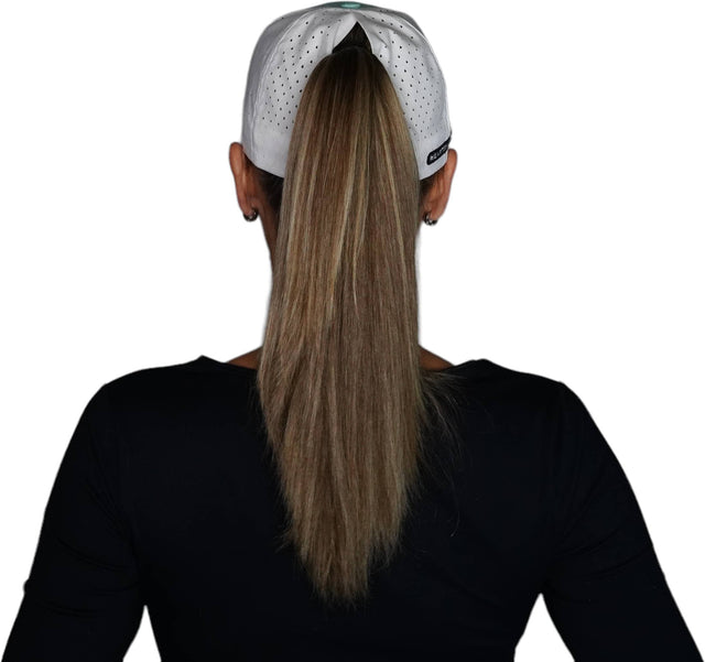 Hawaii Hat, Low Profile, Ponytail, Snapback Hat, Teal, White, Mens Hat, Womens Hat, Ponytail Hole Woman In Hat Picture