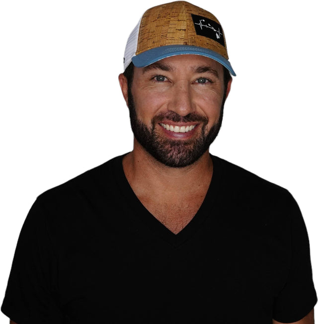 Hawaii Hat, Low Profile, Snapback Hat, Cork, Sea Blue, White, Mens Hat, Womens Hat, Man In Hat Picture