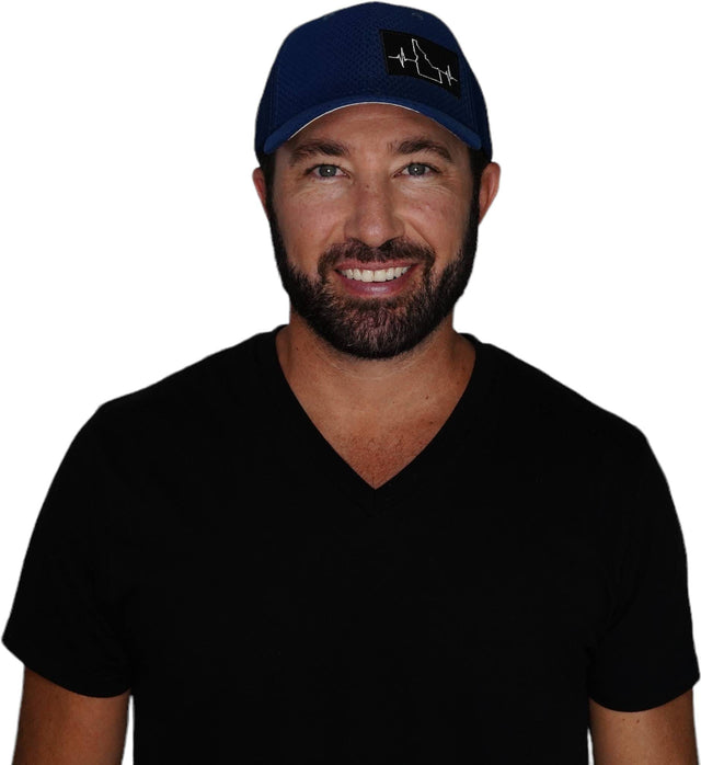 Idaho Hat, Athletiic Fit, Airmesh, Snapback Hat, Navy, Mens Hat, Womens Hat, Man In Hat Picture