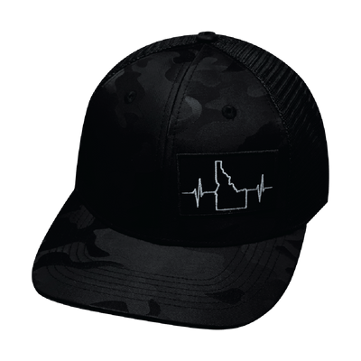 Idaho Hat, Baseball Hat, Snapback Hat, Black Camo, Black, Mens Hat, Womens Hat, Front Picture