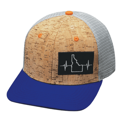 Idaho Hat, Baseball Hat, Snapback Hat, Cork, Royal Blue, Gray, Mens Hat, Womens Hat, Front Picture