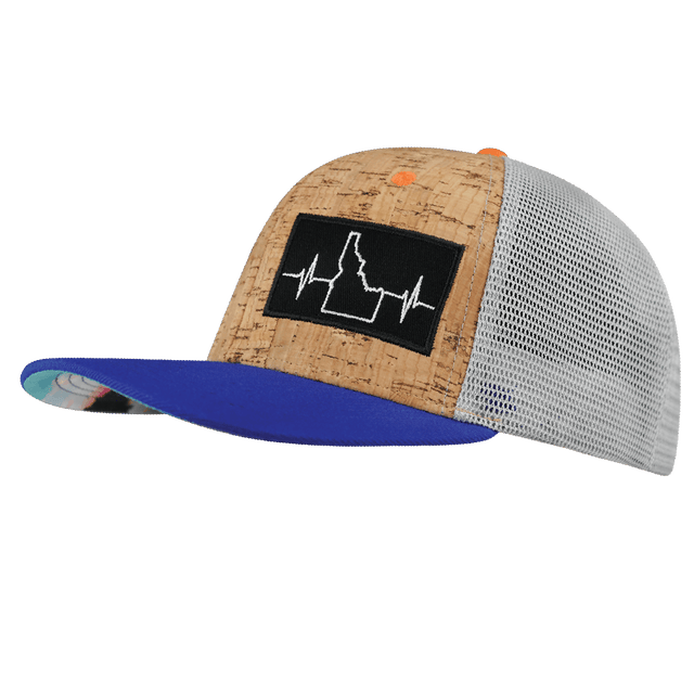 Idaho Hat, Baseball Hat, Snapback Hat, Cork, Royal Blue, Gray, Mens Hat, Womens Hat, Side Picture