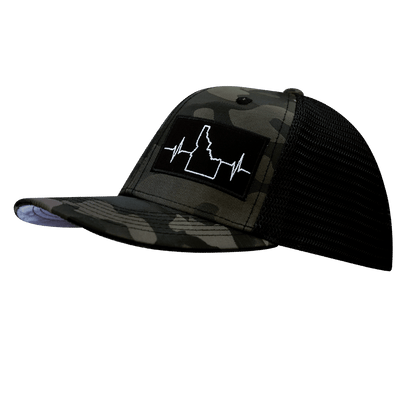 Idaho Hat, Baseball Hat, Snapback Hat, Tan Camo, Black, Mens Hat, Womens Hat, Side Picture