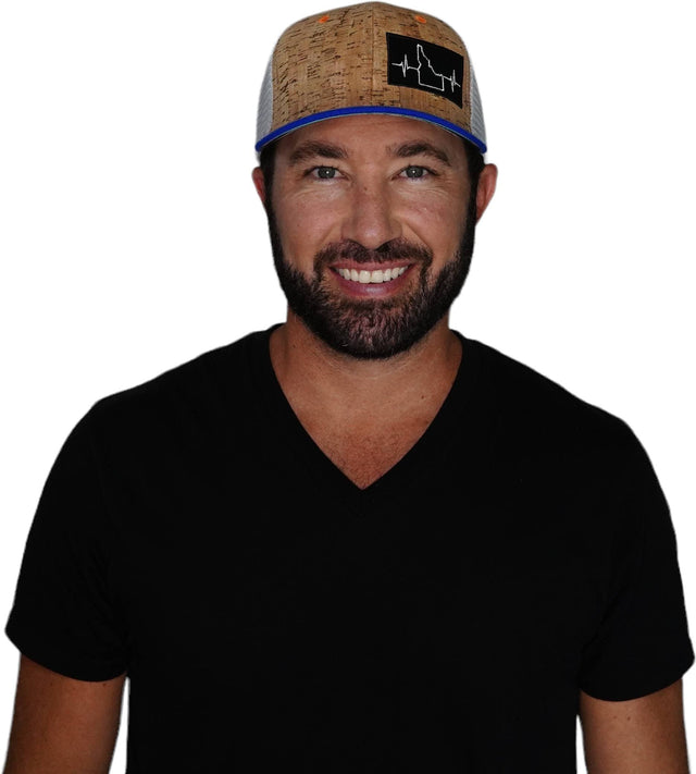 Idaho Hat, Baseball Hat, Snapback Hat, Cork, Royal Blue, Gray, Mens Hat, Womens Hat, Man In Hat Picture