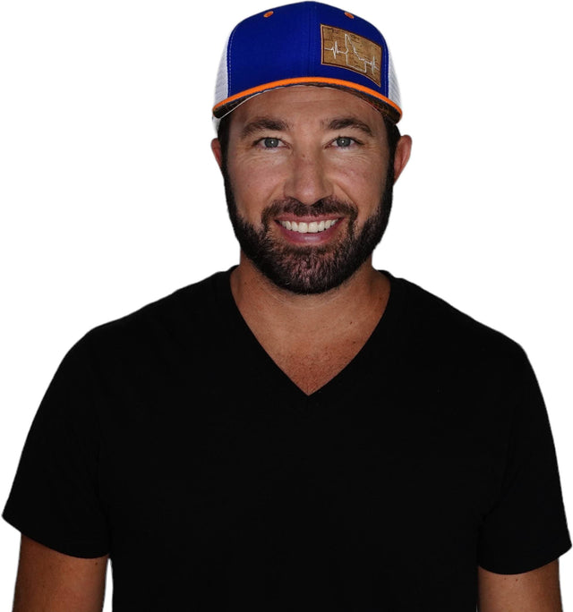 Idaho Hat, Baseball Hat, Snapback Hat, Orange, Royal Blue, White, Mens Hat, Womens Hat, Man In Hat Picture