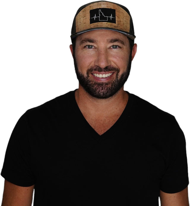 Idaho Hat, Flat Bill, Snapback Hat, Cork, Tan Camo, Mens Hat, Womens Hat, Man In Hat Picture