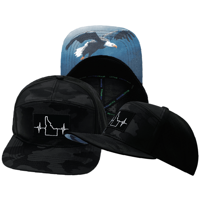 Idaho Hat, Flat Bill, Snapback Hat, Black Camo, Mens Hat, Womens Hat, Main Picture