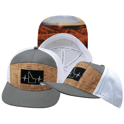 Idaho Hat — Flat Bill, Cork, Gray / White, Laser Mesh