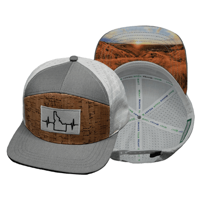 Idaho Hat — Flat Bill, Cork, Gray / White, Jersey Mesh