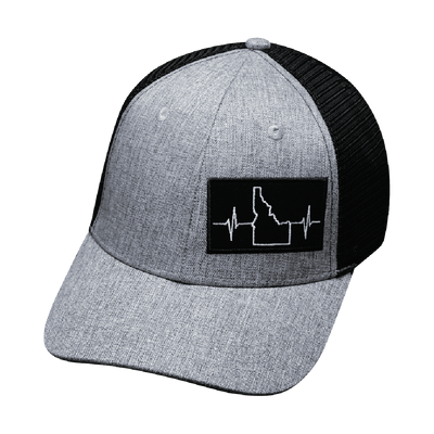 Idaho Hat, Low Profile, Snapback Hat, Heather Gray, Black, Mens Hat, Womens Hat, Front Picture