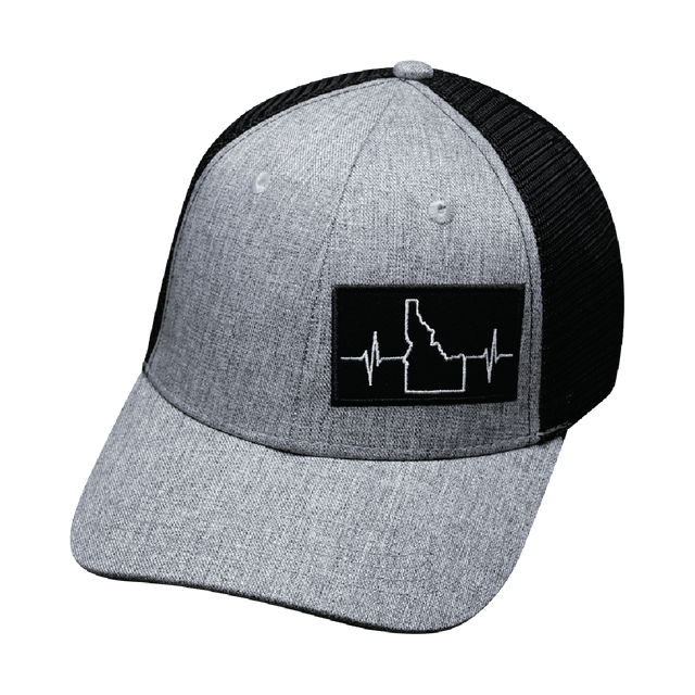 Idaho Hat, Low Profile, Snapback Hat, Heather Gray, Black, Mens Hat, Womens Hat, Front Picture