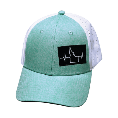 Idaho Hat, Low Profile, Ponytail, Snapback Hat, Teal, White, Mens Hat, Womens Hat, Front Picture