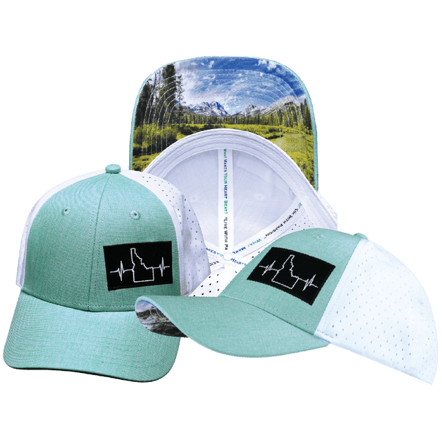 Idaho Hat, Low Profile, Ponytail, Snapback Hat, Teal, White, Mens Hat, Womens Hat, Main Picture