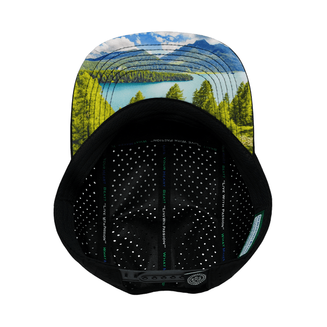 Mountains Hat, 5 Panel Hat, Snapback, Black, Green Camo, Mens Hat, Womens Hat, Underbill Picture