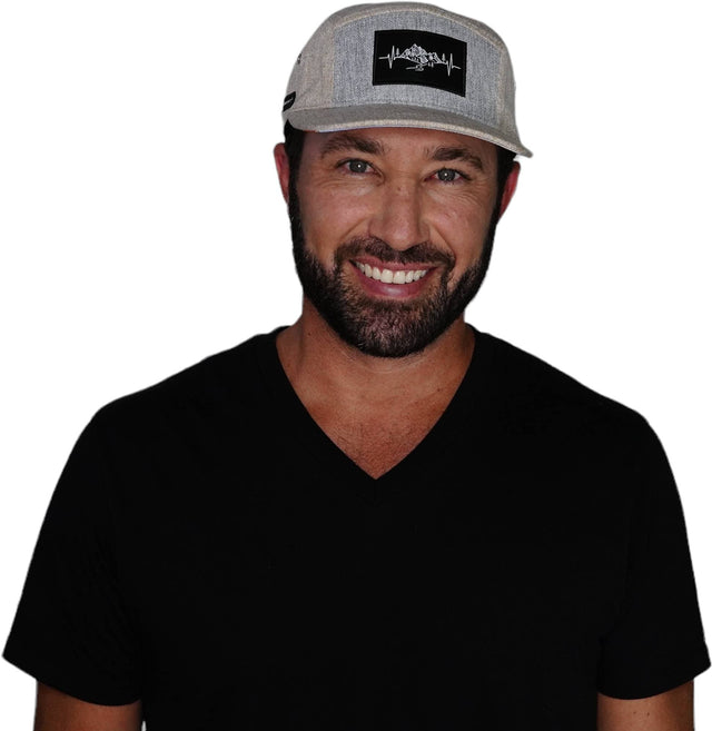 Mountains Hat, 5 Panel Hat, Snapback, Cream Hemp, Gray Hemp, Mens Hat, Womens Hat, Man in Hat Picture