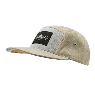 Mountains Hat, 5 Panel Hat, Snapback, Cream Hemp, Gray Hemp, Mens Hat, Womens Hat, Side Picture