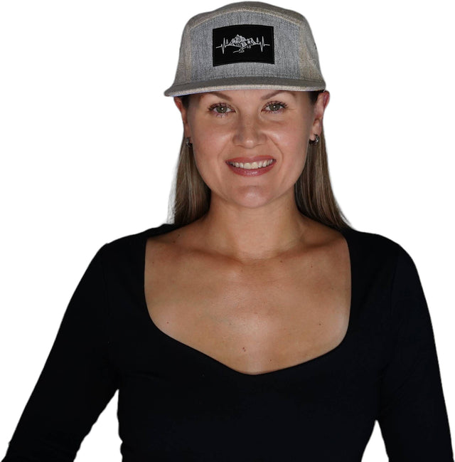 Mountains Hat, 5 Panel Hat, Snapback, Cream Hemp, Gray Hemp, Mens Hat, Womens Hat, Woman In Hat Picture