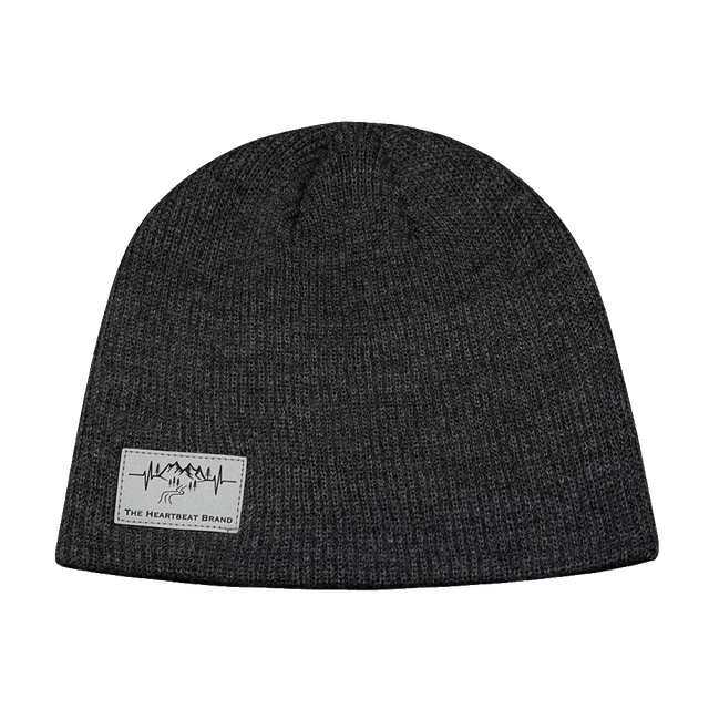 Mountains Beanie - No Cuff - Charcoal