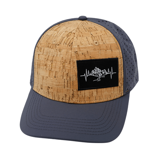 Mountains Hat, Baseball Hat, Snapback Hat, Cork, Charcoal, Mens Hat, Womens Hat, Front Picture