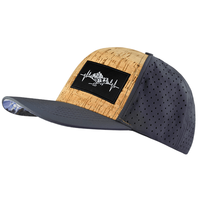 Mountains Hat, Baseball Hat, Snapback Hat, Cork, Charcoal, Mens Hat, Womens Hat, Side Picture