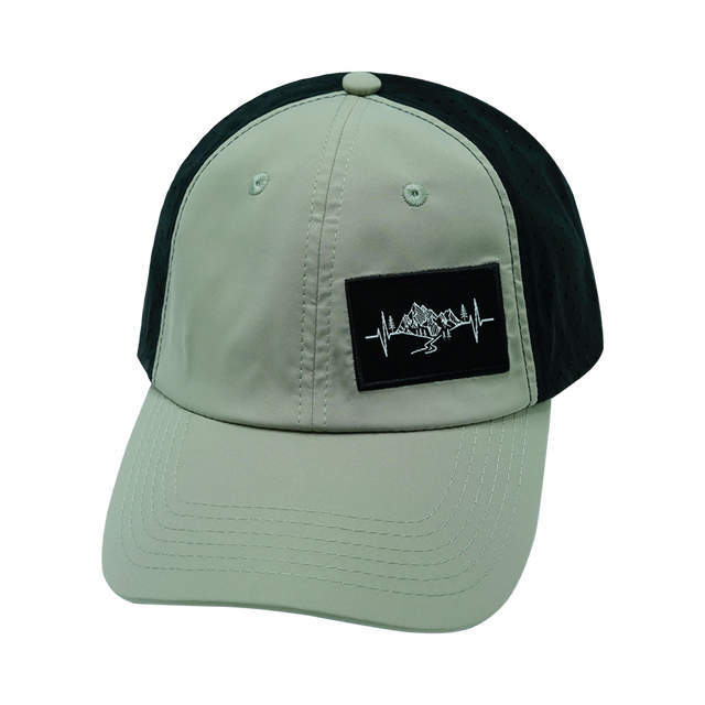 Mountains Hat, Dad Hat, Snapback, Green, Black, Mens Hat, Womens Hat, Front Picture