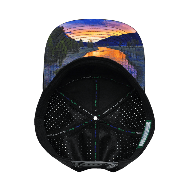 Mountains Hat, Flat Bill, Snapback Hat, Black Camo, Mens Hat, Womens Hat, Underbill Picture