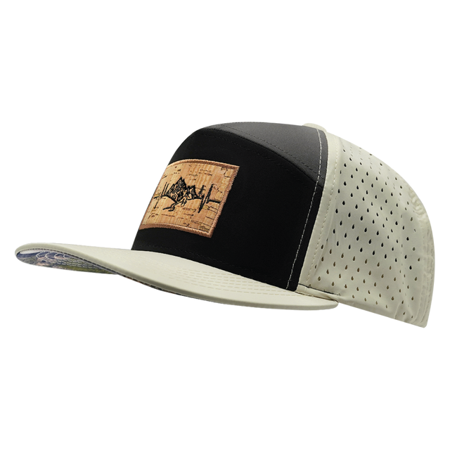 Mountains Hat, Flat Bill, Snapback Hat, Cream, Black, Charcoal, Mens Hat, Womens Hat, Side Picture