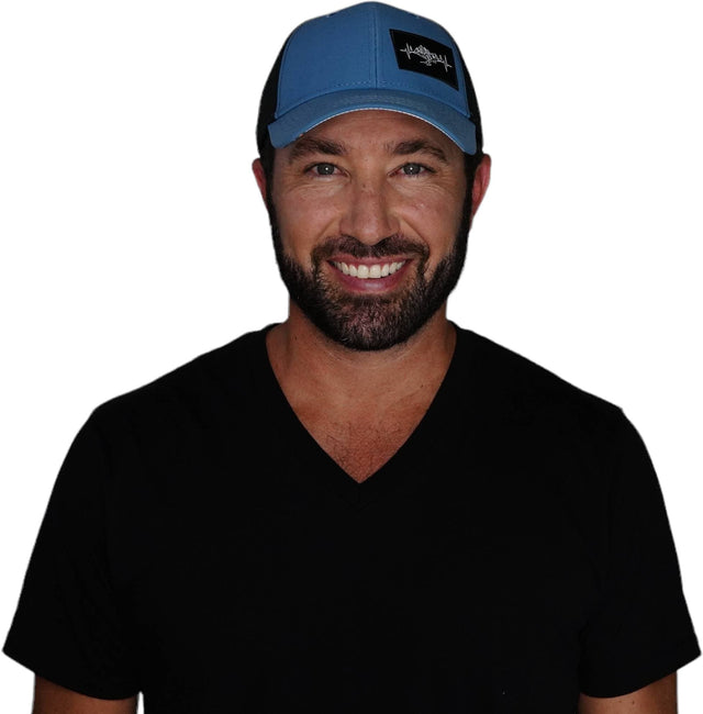 Mountains Hat, Low Profile, Ponytail, Snapback Hat, Blue, Black, Mens Hat, Womens Hat, Man In Hat Picture