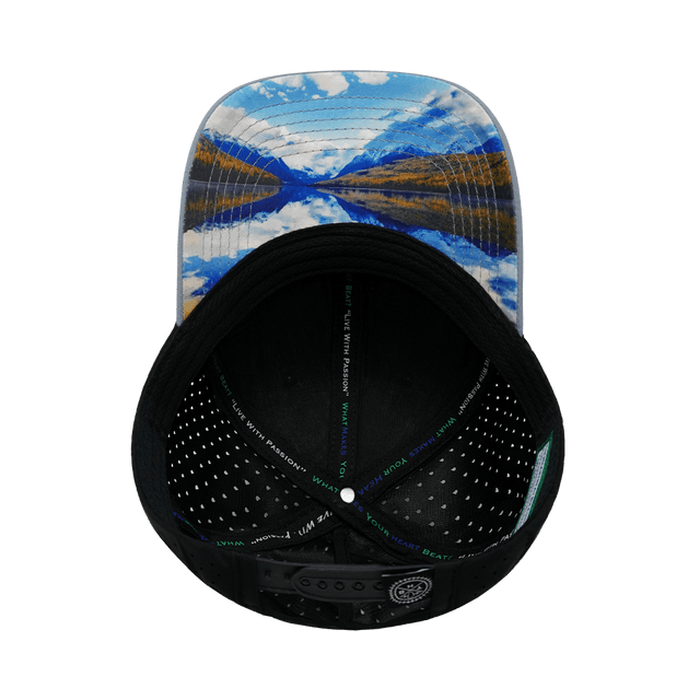 Mountains Hat, Low Profile, Ponytail, Snapback Hat, Gray Blue, Black, Mens Hat, Womens Hat, Underbill Picture