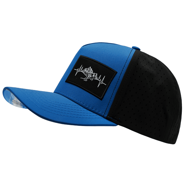 Mountains Hat, Trucker Hat, Snapback Hat, Royal Blue, Black, Mens Hat, Womens Hat, Side Picture